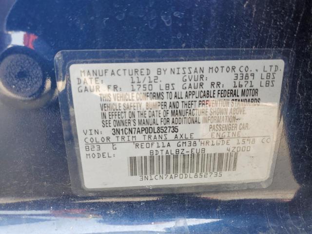 Photo 11 VIN: 3N1CN7AP0DL852735 - NISSAN VERSA S 