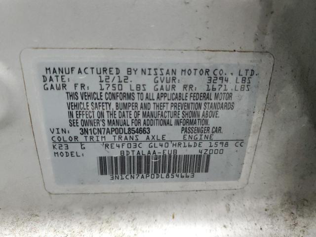 Photo 12 VIN: 3N1CN7AP0DL854663 - NISSAN VERSA S 