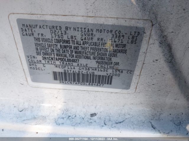 Photo 8 VIN: 3N1CN7AP0DL884827 - NISSAN VERSA 