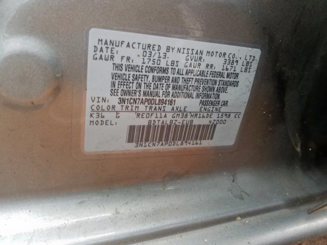 Photo 9 VIN: 3N1CN7AP0DL894161 - NISSAN VERSA S 