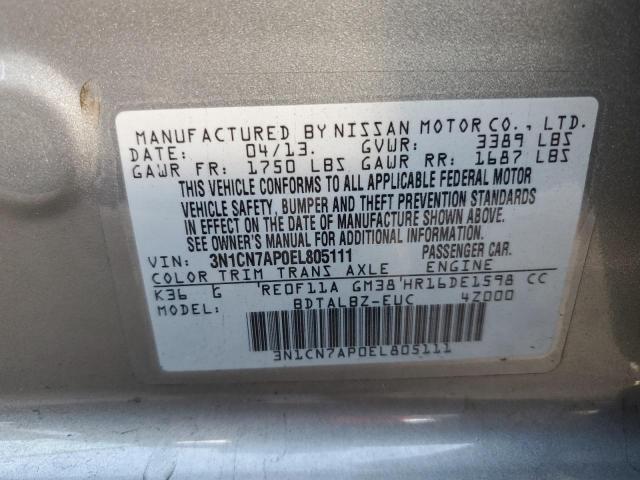 Photo 9 VIN: 3N1CN7AP0EL805111 - NISSAN VERSA S 