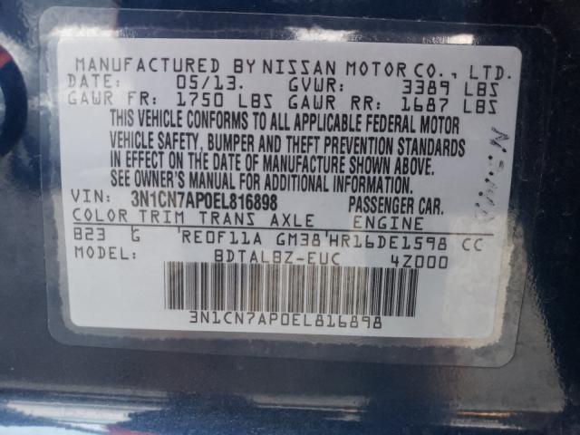 Photo 9 VIN: 3N1CN7AP0EL816898 - NISSAN VERSA S 