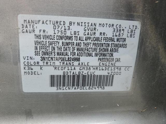 Photo 12 VIN: 3N1CN7AP0EL824998 - NISSAN VERSA S 