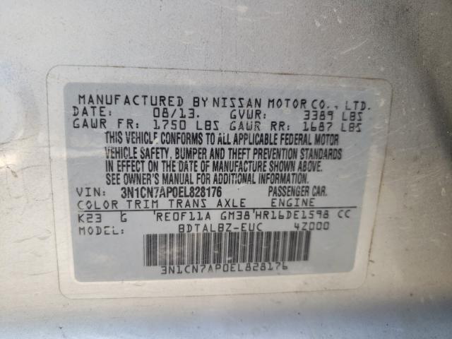 Photo 9 VIN: 3N1CN7AP0EL828176 - NISSAN VERSA S 