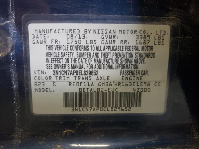 Photo 9 VIN: 3N1CN7AP0EL829652 - NISSAN VERSA S 