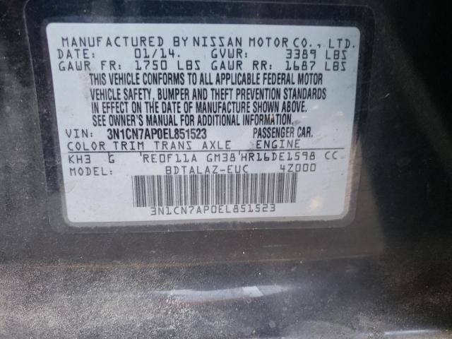 Photo 9 VIN: 3N1CN7AP0EL851523 - NISSAN VERSA S 