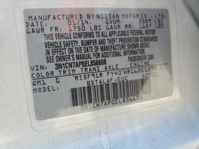 Photo 11 VIN: 3N1CN7AP0EL856608 - NISSAN VERSA S 