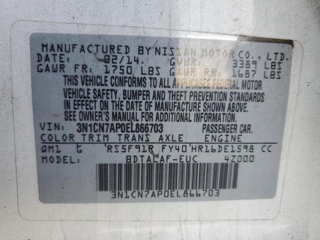 Photo 11 VIN: 3N1CN7AP0EL866703 - NISSAN VERSA 