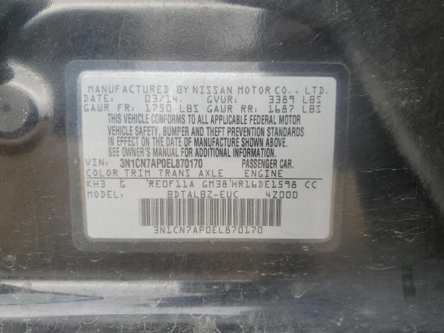 Photo 11 VIN: 3N1CN7AP0EL870170 - NISSAN VERSA S 