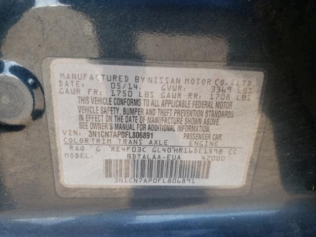 Photo 9 VIN: 3N1CN7AP0FL806891 - NISSAN VERSA S 