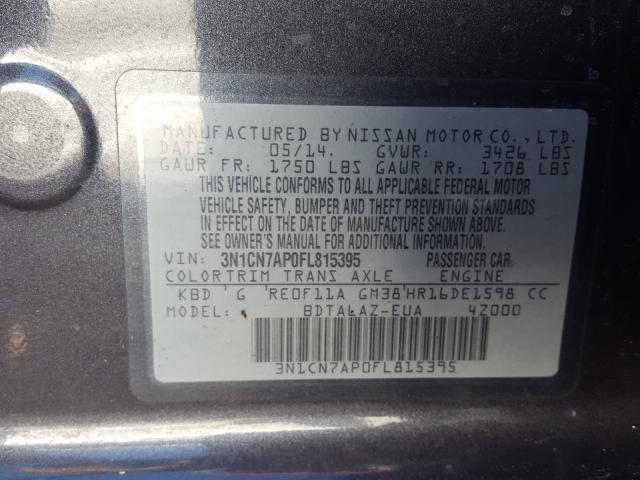 Photo 9 VIN: 3N1CN7AP0FL815395 - NISSAN VERSA S 