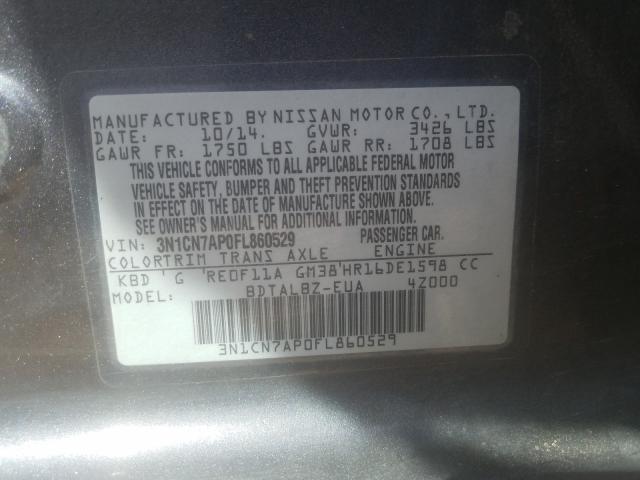 Photo 9 VIN: 3N1CN7AP0FL860529 - NISSAN VERSA S 