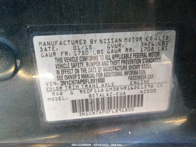 Photo 8 VIN: 3N1CN7AP0FL891800 - NISSAN VERSA 