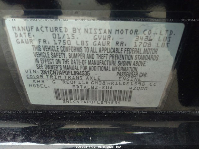 Photo 8 VIN: 3N1CN7AP0FL894535 - NISSAN VERSA 