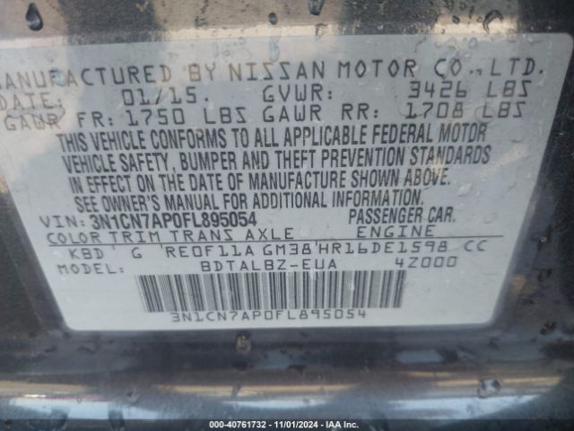 Photo 8 VIN: 3N1CN7AP0FL895054 - NISSAN VERSA 