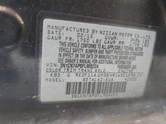 Photo 11 VIN: 3N1CN7AP0FL908224 - NISSAN VERSA S 