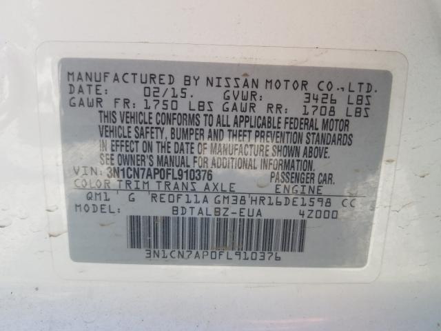 Photo 9 VIN: 3N1CN7AP0FL910376 - NISSAN VERSA 