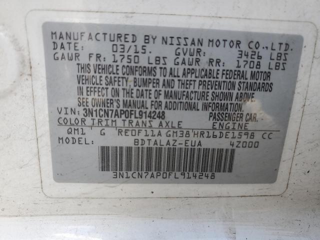 Photo 11 VIN: 3N1CN7AP0FL914248 - NISSAN VERSA S 