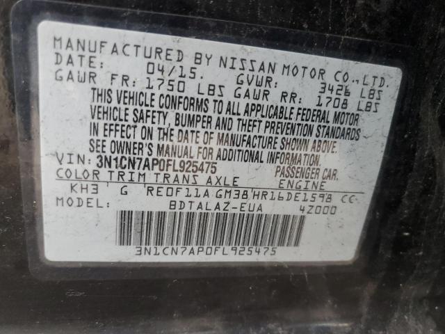 Photo 11 VIN: 3N1CN7AP0FL925475 - NISSAN VERSA S 