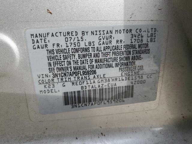 Photo 11 VIN: 3N1CN7AP0FL959206 - NISSAN VERSA S 