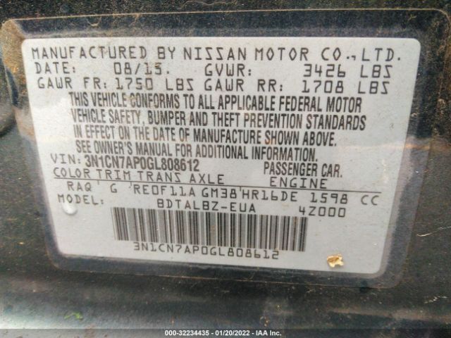 Photo 8 VIN: 3N1CN7AP0GL808612 - NISSAN VERSA 