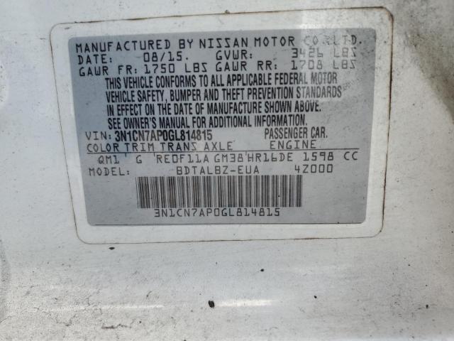 Photo 11 VIN: 3N1CN7AP0GL814815 - NISSAN VERSA S 