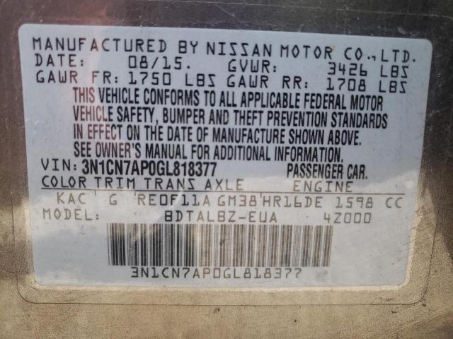 Photo 9 VIN: 3N1CN7AP0GL818377 - NISSAN VERSA S 