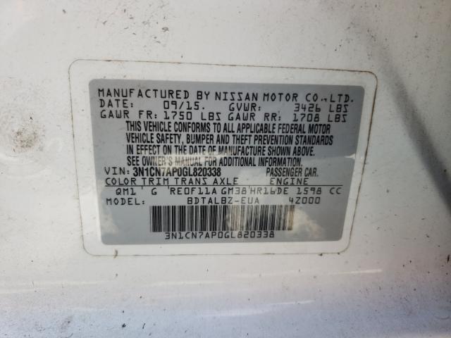 Photo 9 VIN: 3N1CN7AP0GL820338 - NISSAN VERSA S 