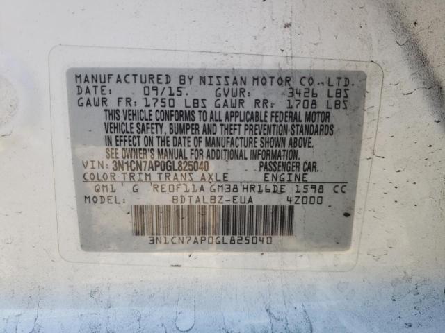 Photo 9 VIN: 3N1CN7AP0GL825040 - NISSAN VERSA S 