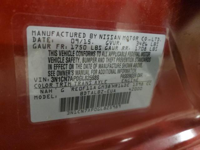 Photo 11 VIN: 3N1CN7AP0GL825989 - NISSAN VERSA 