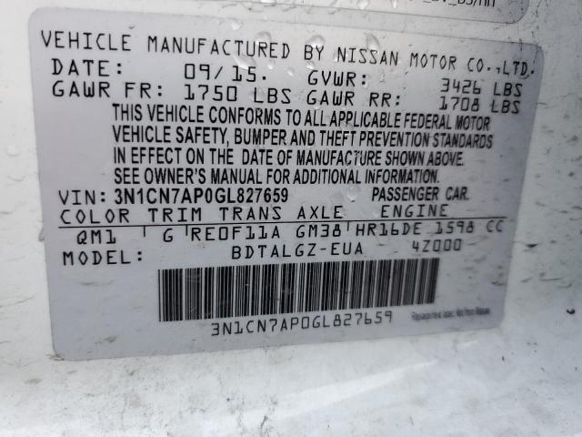 Photo 11 VIN: 3N1CN7AP0GL827659 - NISSAN VERSA 