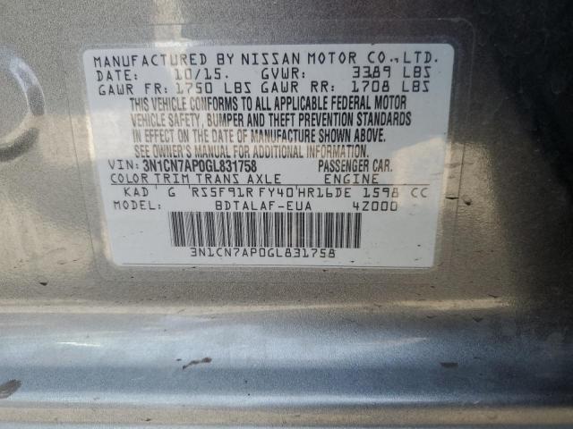 Photo 11 VIN: 3N1CN7AP0GL831758 - NISSAN VERSA S 