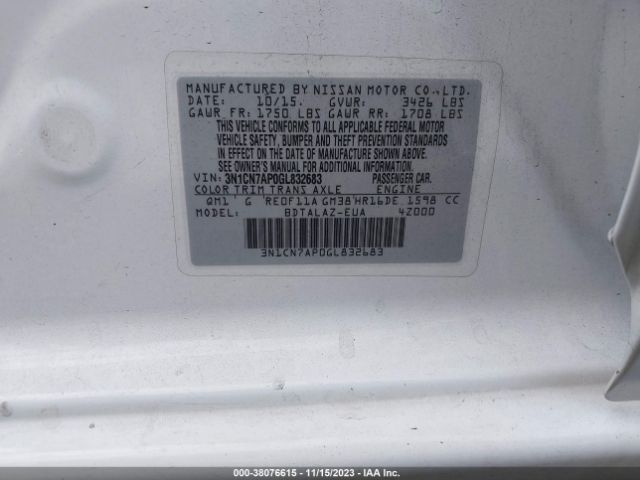 Photo 8 VIN: 3N1CN7AP0GL832683 - NISSAN VERSA 