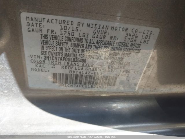 Photo 8 VIN: 3N1CN7AP0GL835406 - NISSAN VERSA 