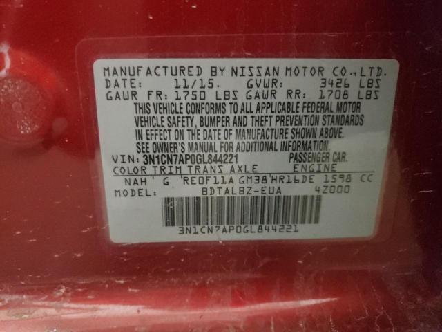 Photo 12 VIN: 3N1CN7AP0GL844221 - NISSAN VERSA S 