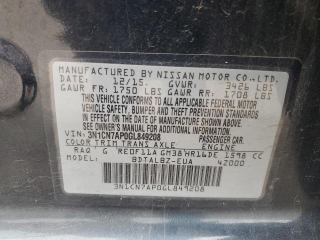 Photo 11 VIN: 3N1CN7AP0GL849208 - NISSAN VERSA S 