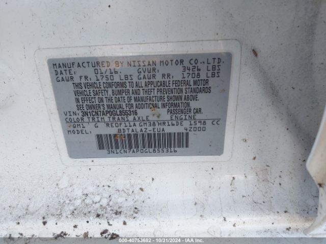 Photo 8 VIN: 3N1CN7AP0GL855316 - NISSAN VERSA 