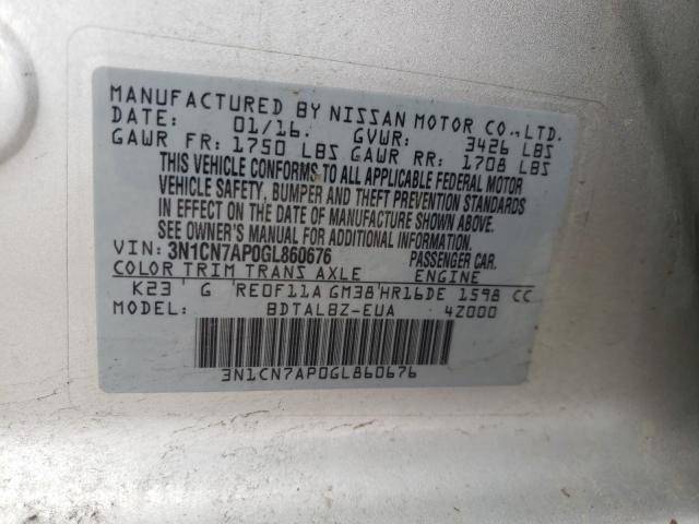 Photo 9 VIN: 3N1CN7AP0GL860676 - NISSAN VERSA S 