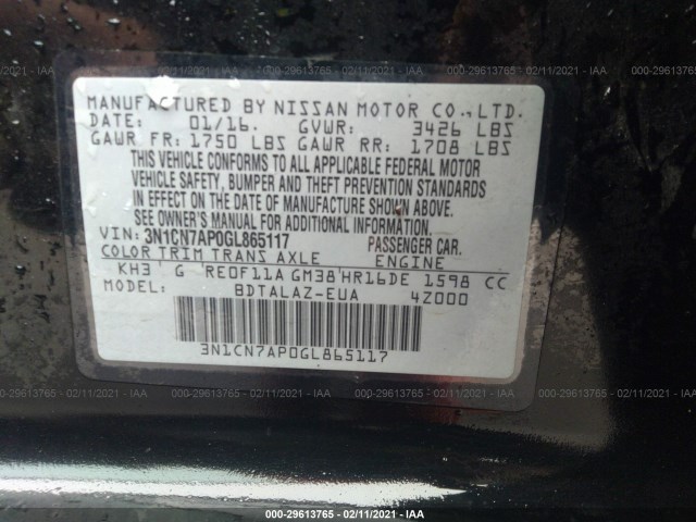 Photo 8 VIN: 3N1CN7AP0GL865117 - NISSAN VERSA 