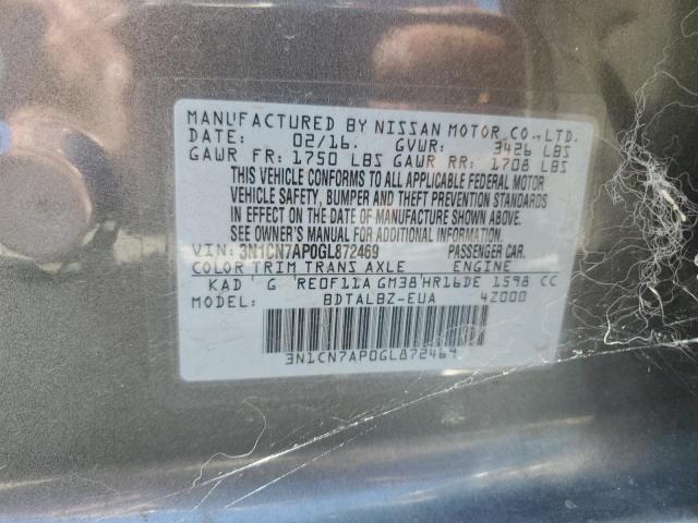 Photo 11 VIN: 3N1CN7AP0GL872469 - NISSAN VERSA 