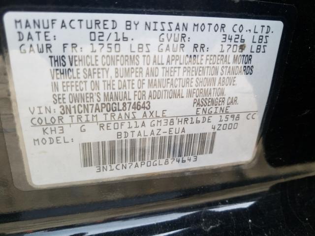 Photo 9 VIN: 3N1CN7AP0GL874643 - NISSAN VERSA S 