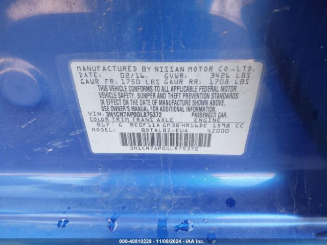 Photo 8 VIN: 3N1CN7AP0GL875372 - NISSAN VERSA 