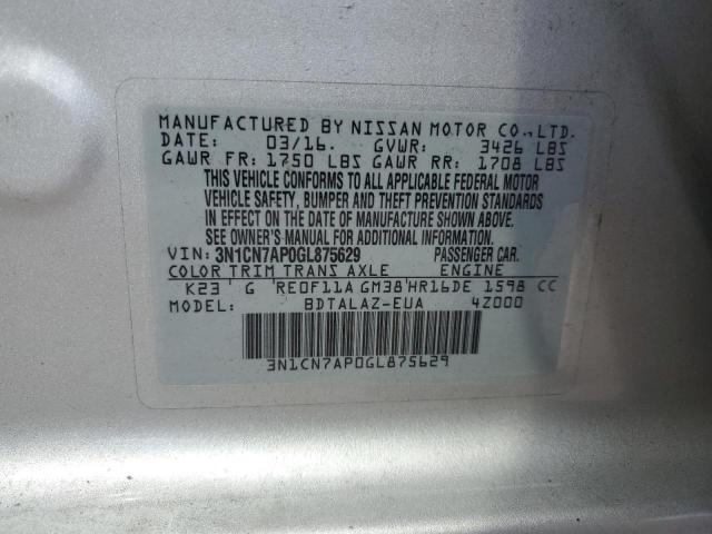 Photo 11 VIN: 3N1CN7AP0GL875629 - NISSAN VERSA S 