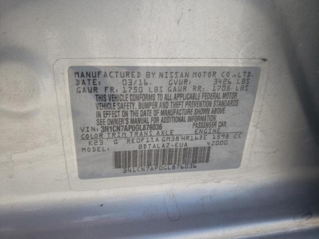 Photo 9 VIN: 3N1CN7AP0GL876036 - NISSAN VERSA S 