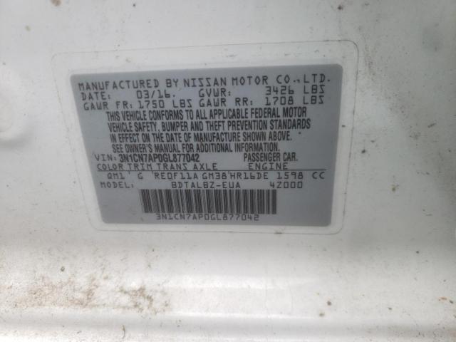 Photo 11 VIN: 3N1CN7AP0GL877042 - NISSAN VERSA 