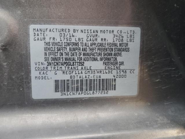 Photo 12 VIN: 3N1CN7AP0GL877252 - NISSAN VERSA S 