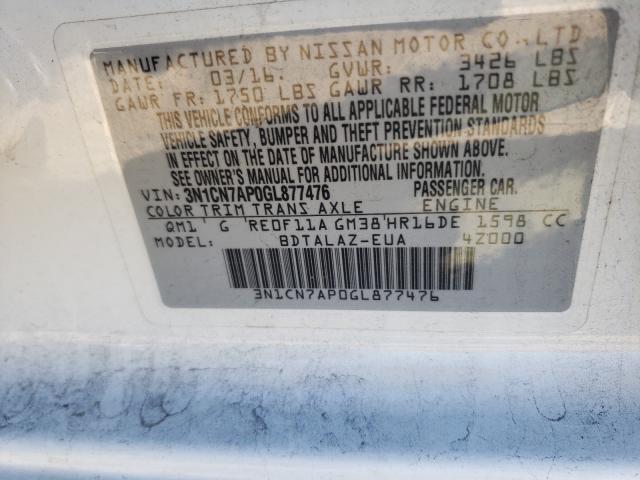 Photo 9 VIN: 3N1CN7AP0GL877476 - NISSAN VERSA S 