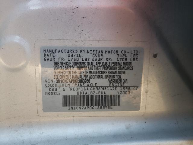 Photo 9 VIN: 3N1CN7AP0GL883956 - NISSAN VERSA S 