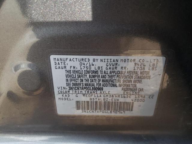 Photo 9 VIN: 3N1CN7AP0GL890969 - NISSAN VERSA S 