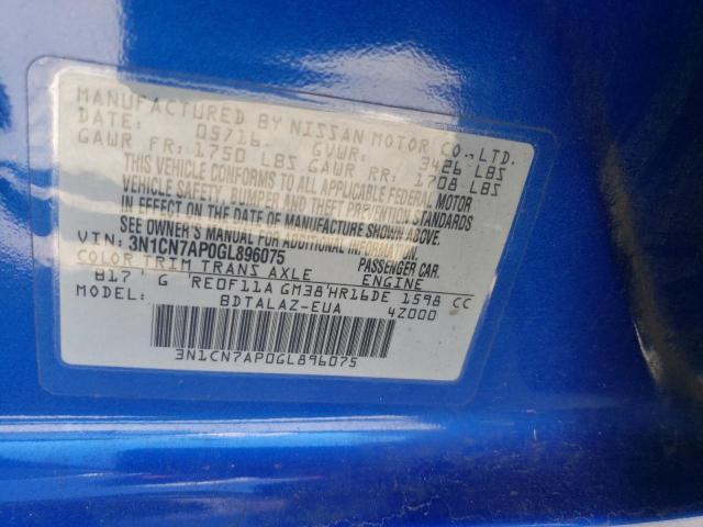 Photo 11 VIN: 3N1CN7AP0GL896075 - NISSAN VERSA 